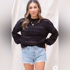 NWOT Minkpink Electric Feels Black Striped Sweater SMALL $45 OBO